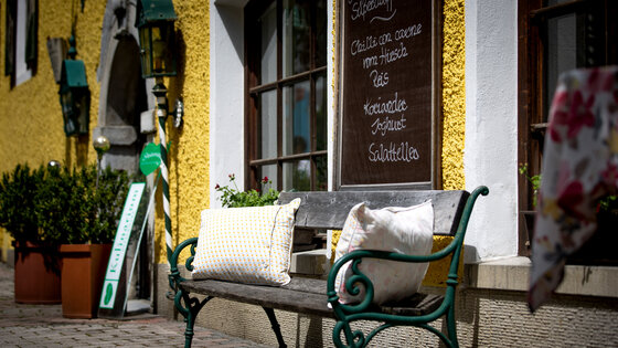 Bench in front of the Murauer Gasthof Hotel Lercher. Bench in front of the Murauer Gasthof Hotel Lercher.