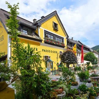 Exterior view of the Hotel Lercher in summer. Exterior view of the Hotel Lercher in summer.