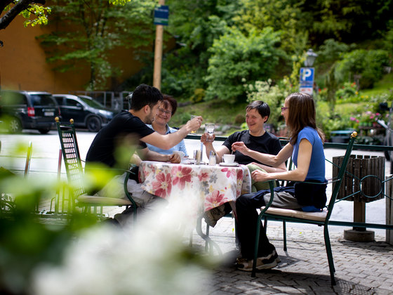 Guests on the terrace of Hotel Lercher.