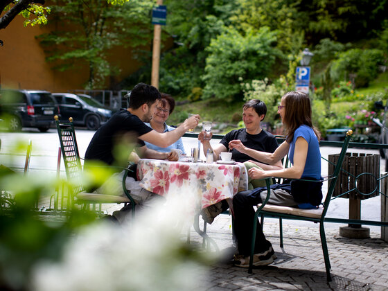Guests on the terrace of Hotel Lercher.