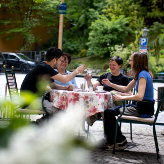 Guests on the terrace of Hotel Lercher. Guests on the terrace of Hotel Lercher.