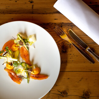 Appetizer at the table in Lercher's Restaurant. Appetizer at the table in Lercher's Restaurant.