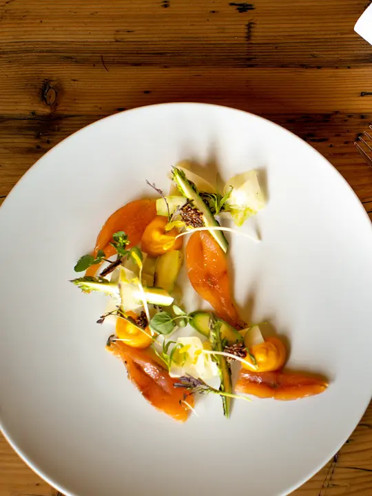 Marinated salmon trout at Lercher's Restaurant.